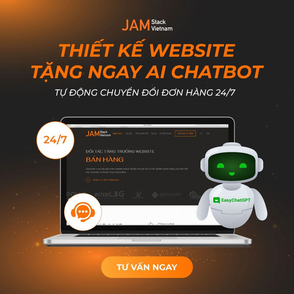 Giải pháp thiết kế website tích hợp AI chatbot - Easy ChatGPT của JAMstack Vietnam, giúp doanh nghiệp tối ưu hiệu quả kinh doanh